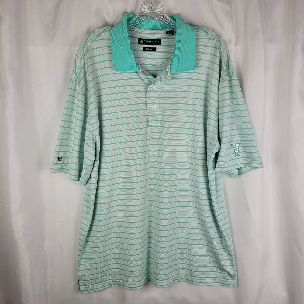 Oxford Super Dry CoolMax Seagrass White Striped Golf Polo Shirt Mens Size XL